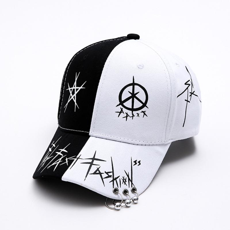 Headgear Mannen Vrouwen Baseball Cap met Ring Hip Hop Mode Patroon Hoed Straat Reizen Caps Designer Hoeden wit/zwart