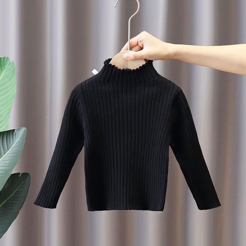Lawadka Baby Meisjes Hoge Hals Baby Truien Herfst Winter Kinderen Jongens Meisjes Lange Mouw Pure Kleur Gebreide Trui Baby Pullover Truien 130 zwart