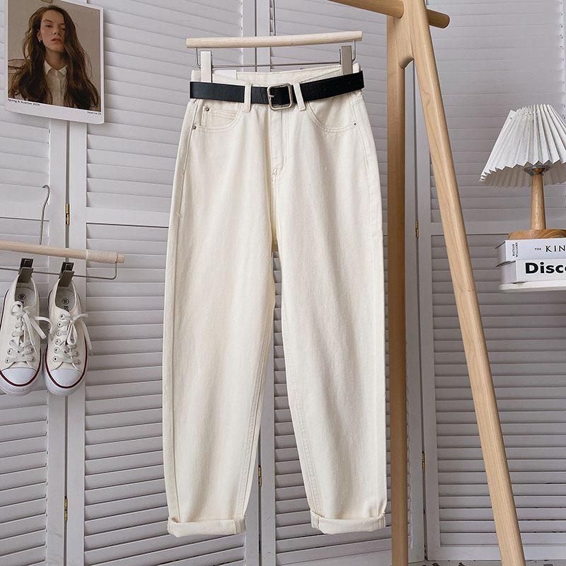 StrideBox Women's High-Waist Retro Slim Straight Jeans - Summer Thin Carrot Fit M