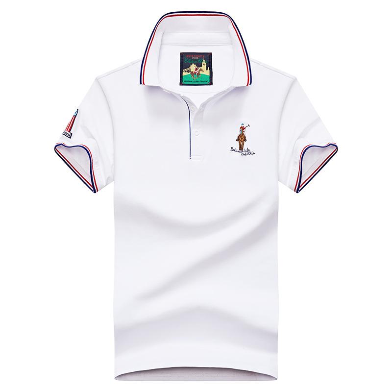 Jianchi Mall DD Zomer heren revers korte mouw T-shirt poloshirt pure kleur T-shirt L wit