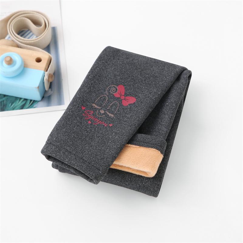 YUBAOBEI Meisjes kinderbroeken Kinderleggings Katoen Plus Fluwelen Elastische taille Warme legging Meisjesbroeken van 2-8 jaar 120 donkergrijze kleur