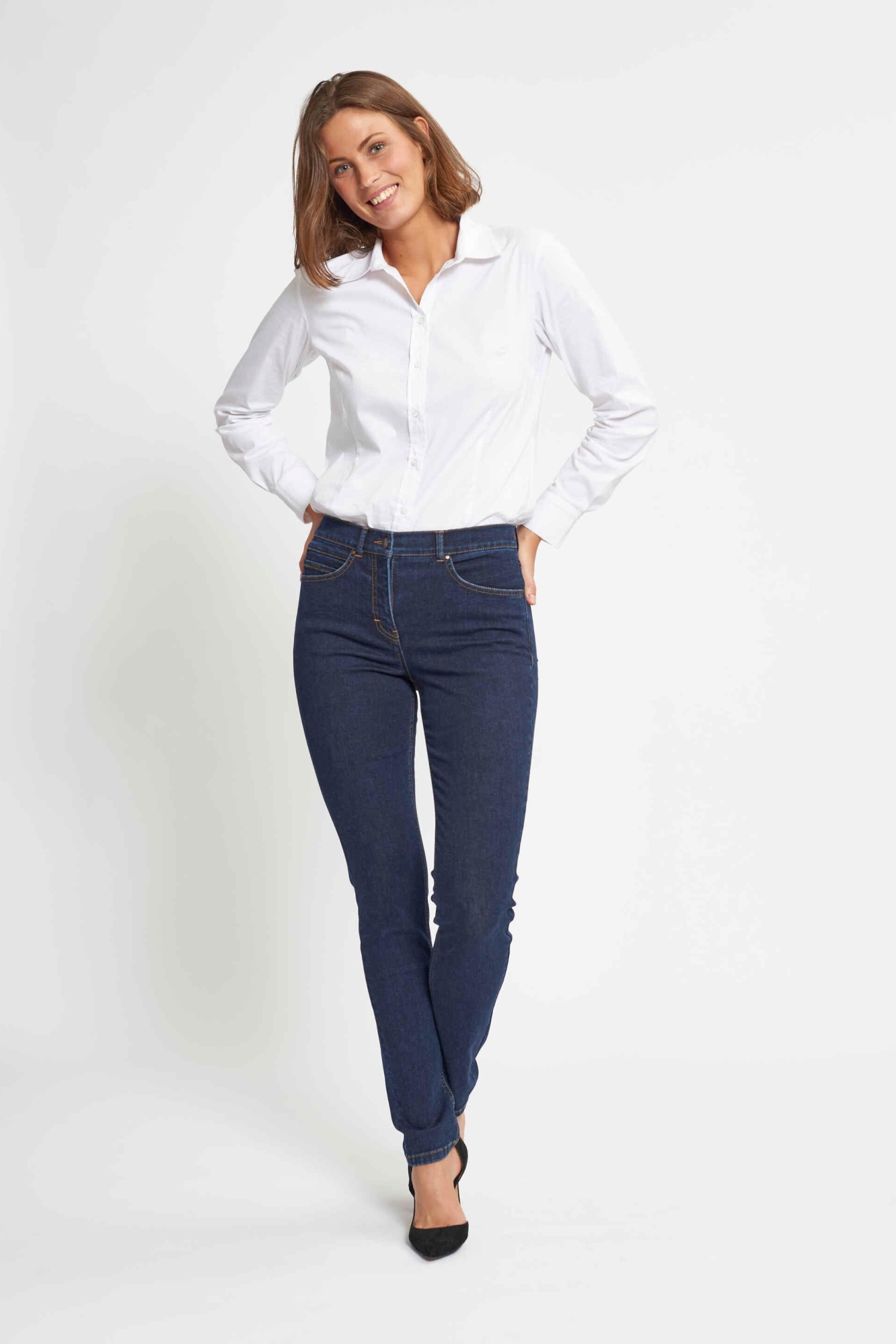 LAURIE Damen vegan Jeans Agatha Slim Ml Dunkelblau Denim