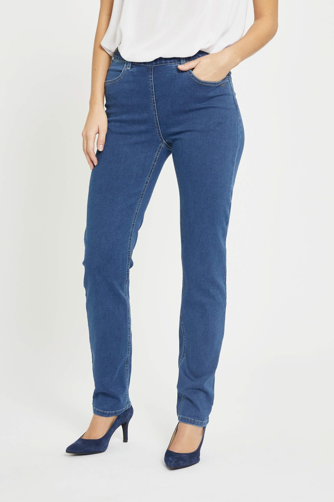 LAURIE Damen vegan Hose Kelly Regular Ml Medium Blue Denim