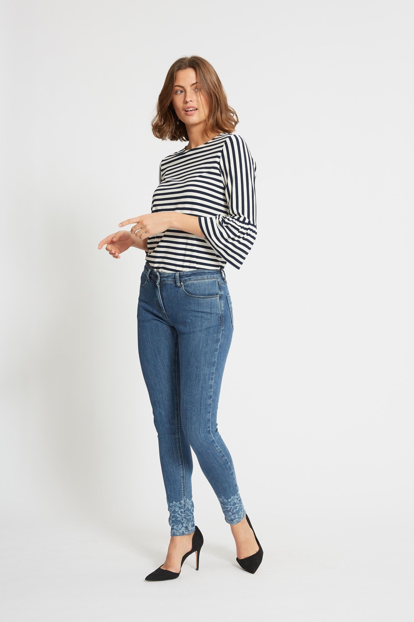LAURIE Damen vegan Skinny Jeans Olivia Lazer Sl Medium Blue Denim