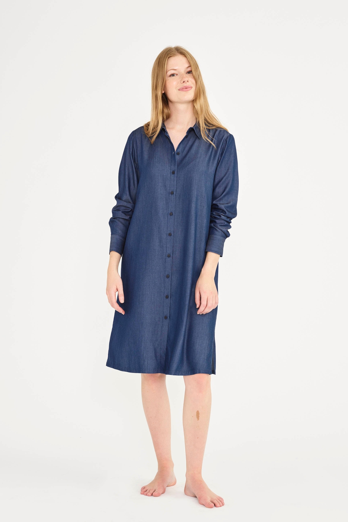LAURIE Damen vegan Hemd Kleid Hayden Regular Medium Blue Denim