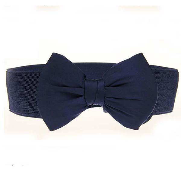 R&N Fashion Vrouwen Riem Lange Sectie Van De Cirkel Zacht Leer Strik Lichaamsvormende Banden Brede Riemen one size marineblauwe kleur