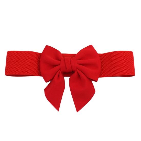 Bilixi Vrouwen elegante grote strik elastische riem jurk decoratieve veelzijdige brede riem elastische tailleband decoratie rood