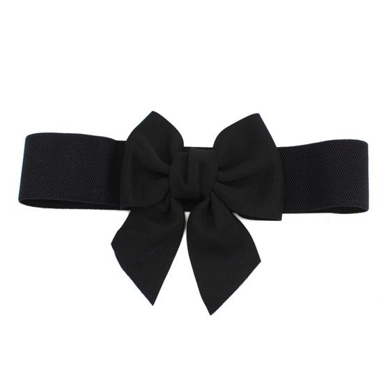 Bilixi Vrouwen elegante grote strik elastische riem jurk decoratieve veelzijdige brede riem elastische tailleband decoratie