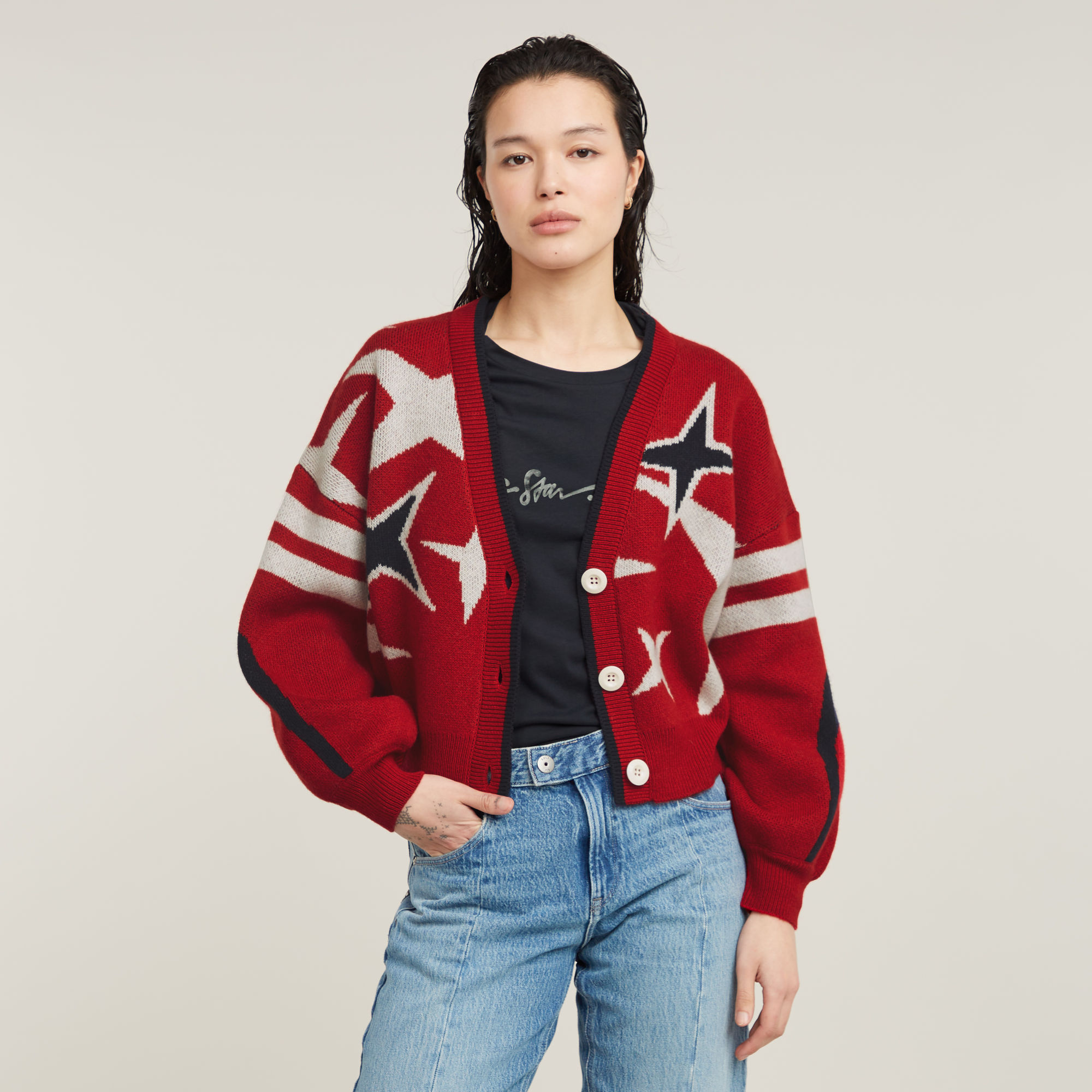 G-Star RAW Holiday Loose Gebreid Vest - Rood - Dames