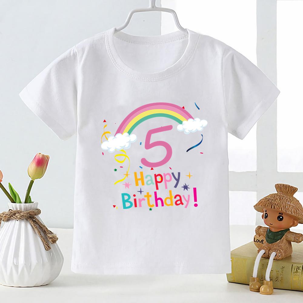 Todaysun Gepersonaliseerde verjaardag shirt 1-9 jaar T-shirt Wild Tee jongens verjaardagsfeestje T-shirt wilde dieren kleding kinderen geschenken tops 130cm