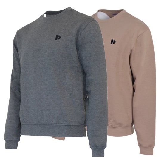 Donnay Donnay Heren - 2-Pack - Fleece Crew Sweater Dean - Donkergrijs & Taupe Grey