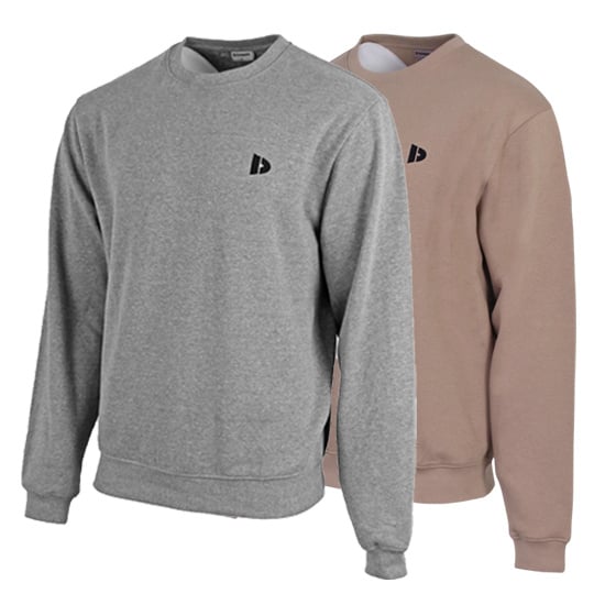 Donnay Donnay Heren - 2-Pack - Fleece Crew Sweater Dean - Zilvergrijs & Taupe Grey