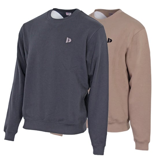 Donnay Donnay Heren - 2-Pack - Fleece Crew Sweater Dean - Navy & Taupe Grey