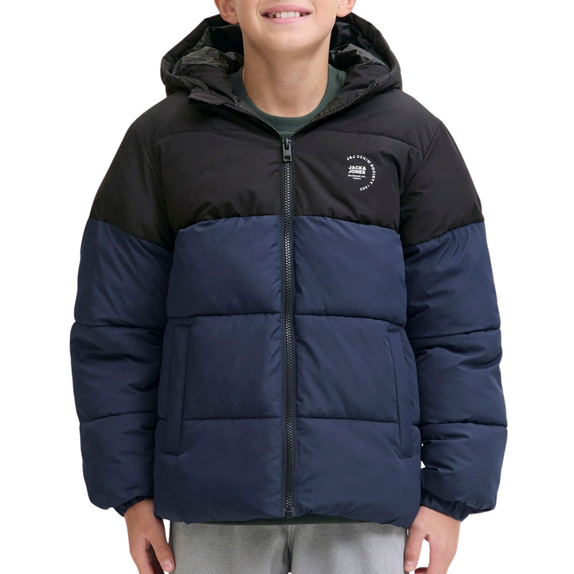 Jack & Jones Maze Logo Hood Puffer Jas Junior
