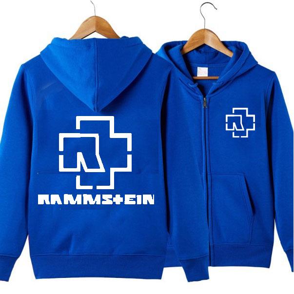 FT T Shirts Nieuw jack met capuchon Rammstein ritsvest herenmode losse trui met capuchon voor heren S blauw