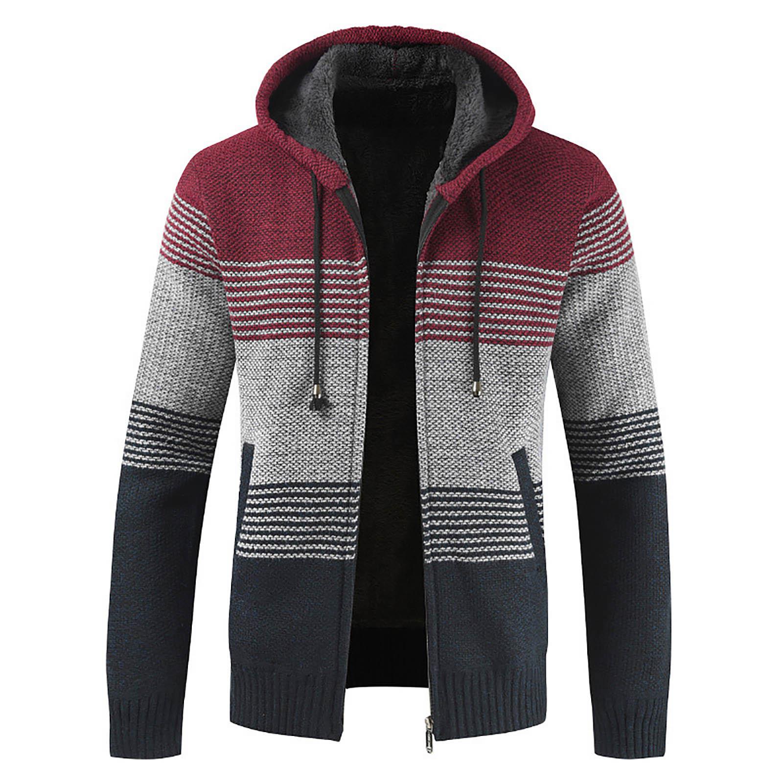 Timoduizhang Herfst- en winter herenmode los vest warme revers capuchon trui XL rood