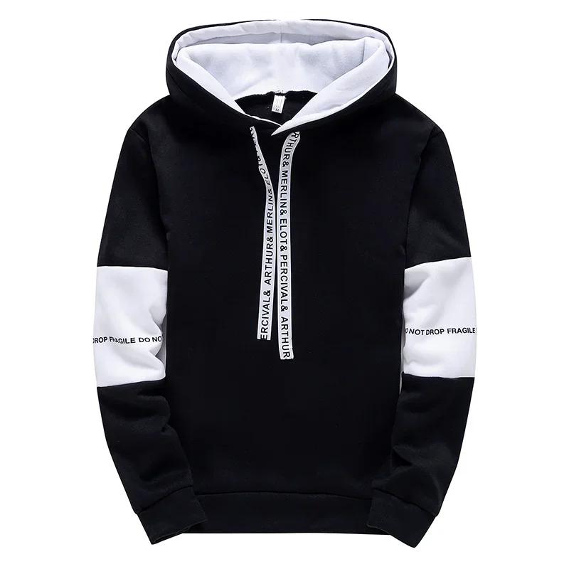 Super maller Men's Hoodies Long Sleeve Casual Printing With Letter Sweatshirts New Spring Hip Hop Pullover Sports Top Male Hooded Sweatshirts L zwart