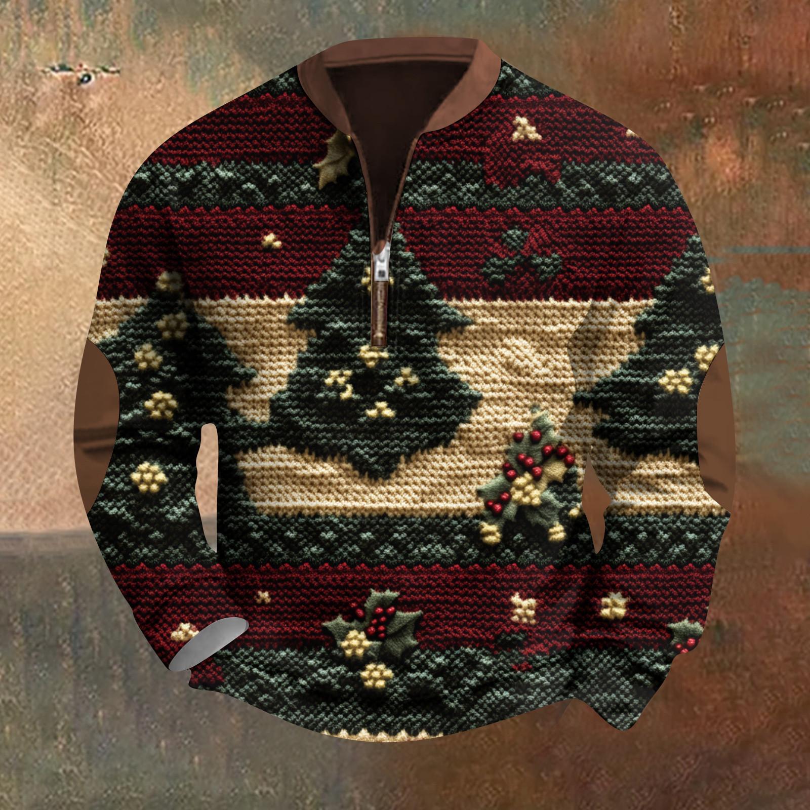 Xingben Four Heren Retro Casual Gradient Bedrukt Sweatshirt XXXL wijn
