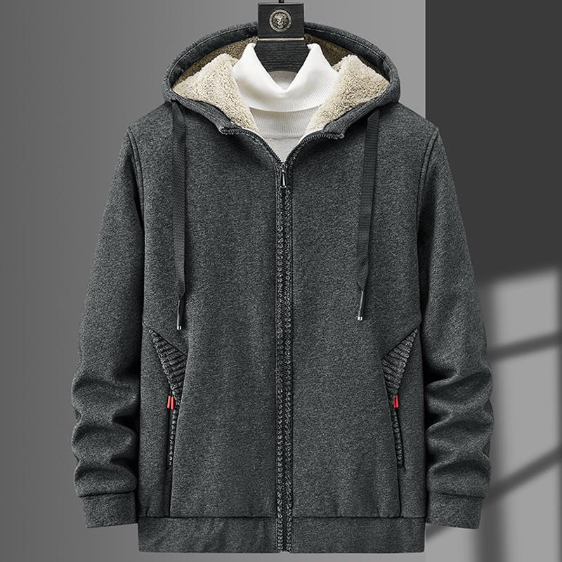 AL Clothes Winter ritszakken heren warme jas dikke fleece thermische jas heren windjack casual jassen plus size 6XL 7XL 8XL M donkergrijze kleur