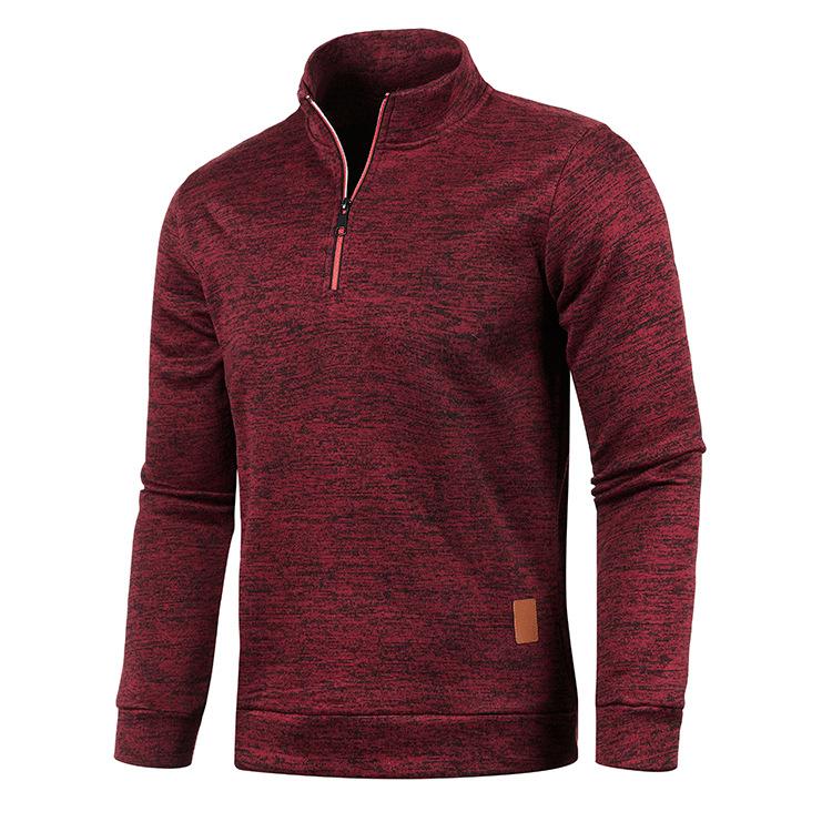 Urbane-TOP Nieuwe Herfst Winter Heren Sweatshirts Casual Trui Heren Warme Tops Man Slanke Opstaande Kraag Truien Mannelijke Jassen Half Zip sweatshirst Yasheng M wijnrode kleur