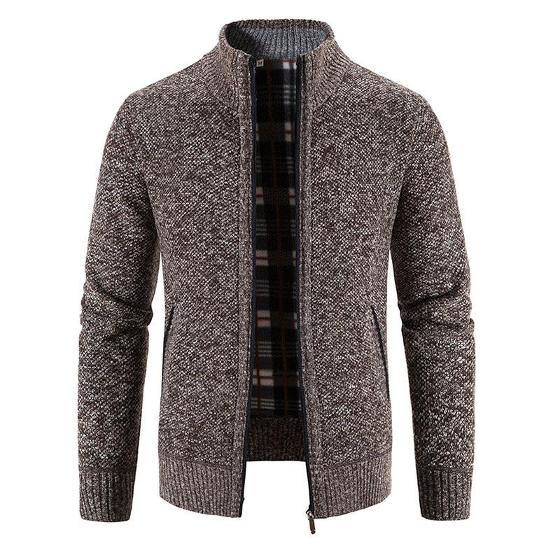 Urbane-TOP Herfst en winter heren plus fluwelen dikke opstaande kraag vest trui warme trui jas rits vest heren trend XXXXL