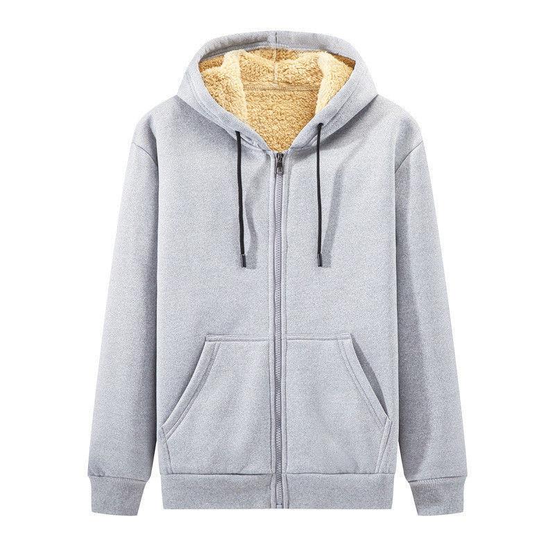 Urbane-TOP Heren Plus Fluwelen Dikke Capuchon Trui Jeugd Cardigan Top Studenten Rits Trui Heren Maat Jas 5XL
