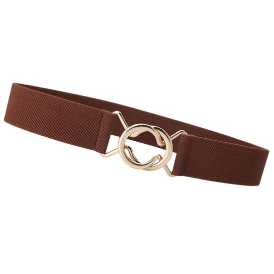 Lexile Vrouwen eenvoudige riem effen kleur elastische tailleband verstelbare lengte luie jeans riem jurk slanke riem kostuumaccessoires koffie
