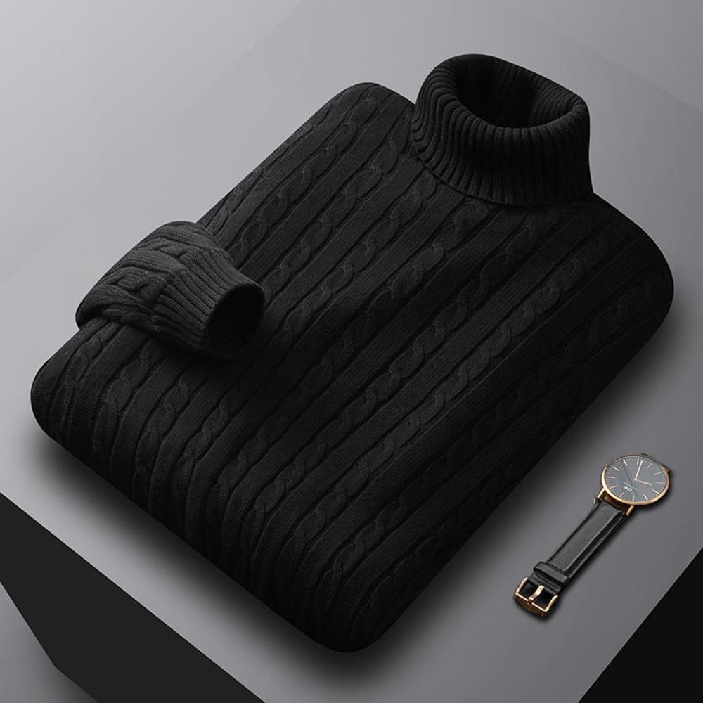 Yoghurt Heren coltrui effen kleur hoge hals trui gebreide truien casual elastische sweatwear heren herfst winter XXXL zwart