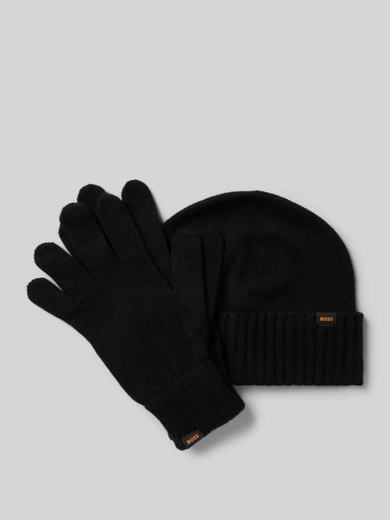 Boss Orange Gebreide handschoenen Kalipso en muts, met kasjmier-percentage (set)