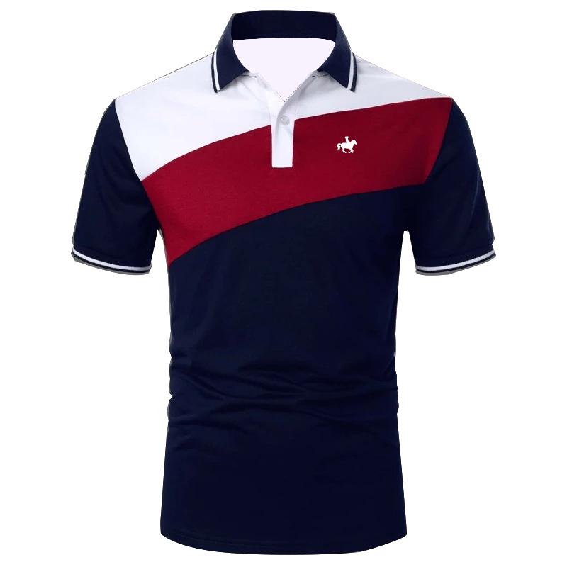 Haodingfushi Heren effen bedrukt kleur cool slim fit zakelijk poloshirt, heren zomer casual knop mode korte mouw poloshirt 5XL marineblauwe kleur