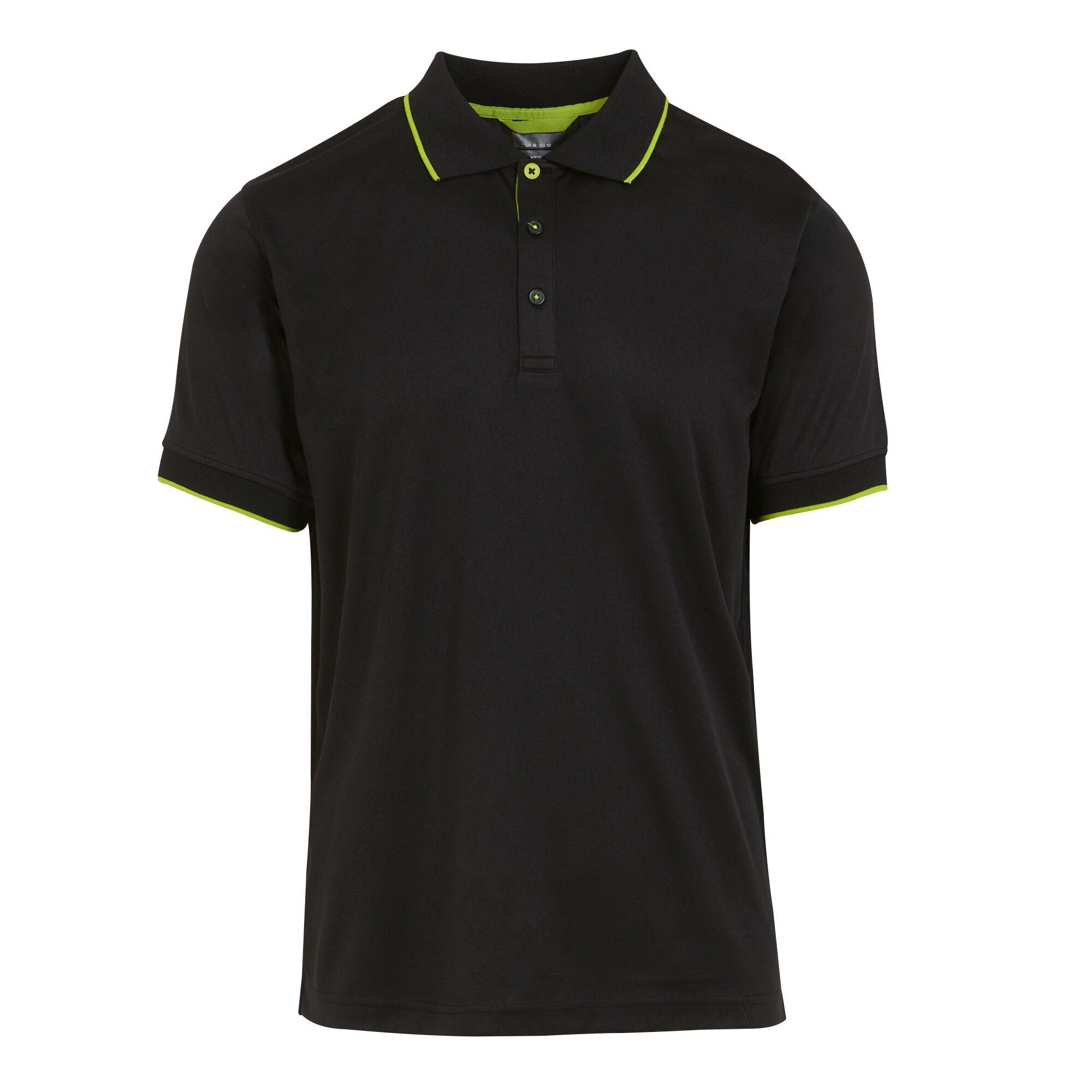 Regatta Professional Mens Short-Sleeved Polo Shirt L zwart/limoengroene kleur