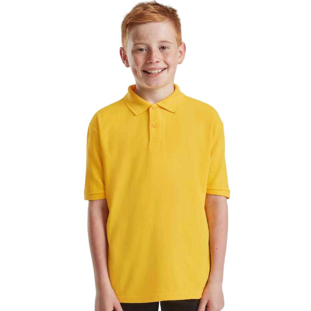 Fruit Of The Loom kinder/kind poly/katoen piqué poloshirt 7-8 Years geel