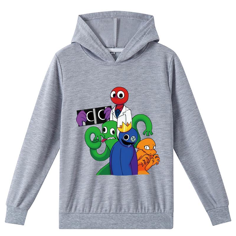NEXT Urpretty7 Manga Grafische Regenboog Vrienden Hoodie Kinderen Capuchon Lange Mouwen Jassen Peuter Tiener Kinderen Jongens Meisjes Cartoon Sweatshirt Casual Tops Uitloper 100cm grijs