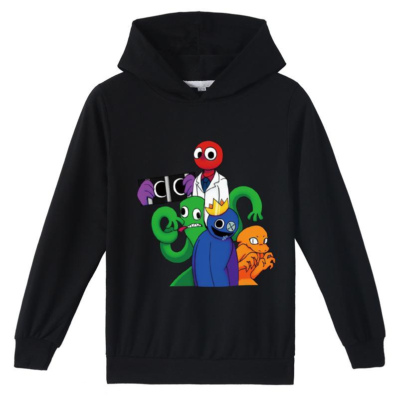 NEXT Urpretty7 Manga Grafische Regenboog Vrienden Hoodie Kinderen Capuchon Lange Mouwen Jassen Peuter Tiener Kinderen Jongens Meisjes Cartoon Sweatshirt Casual Tops Uitloper 110cm zwart