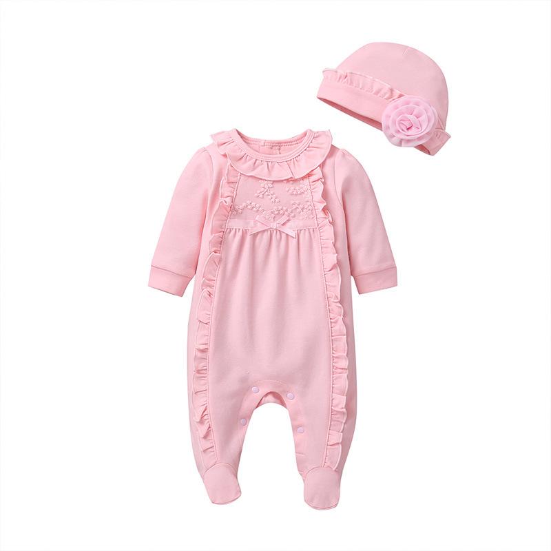 Voyex Babymeisjes romper met lange mouwen en voetjes - lente/herfst 73cm roze