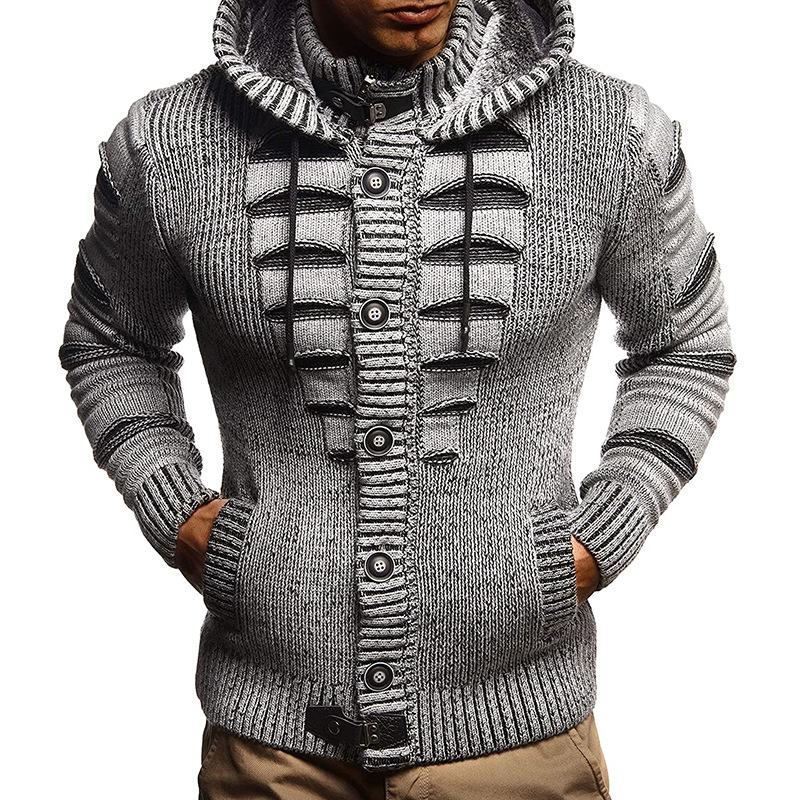 Urbane-TOP Heren Winter Nieuwe Warme Trui Outdoor Reizen Capuchon Gebreide Cardigan Jas 2XL