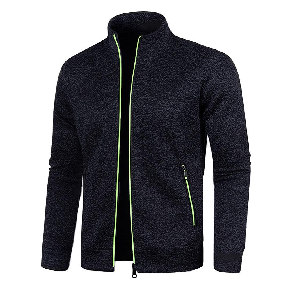 King Billion Herfst Winter Heren Rits Gebreide Lange Mouwen Dunne Kasjmier Mode Top Trui Jas L zwart