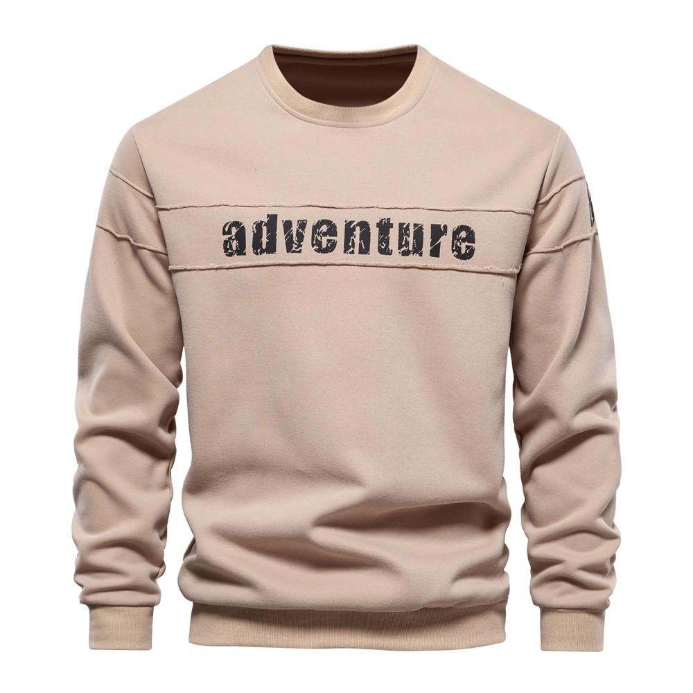 AIOPESON Men Fashion AIOPESON Hoge kwaliteit gladde patchwork bedrukte sweatshirts voor heren Mode Jeugd O-hals Sportwear Tops Heren sweatshirt XXL 95-105kg kaki