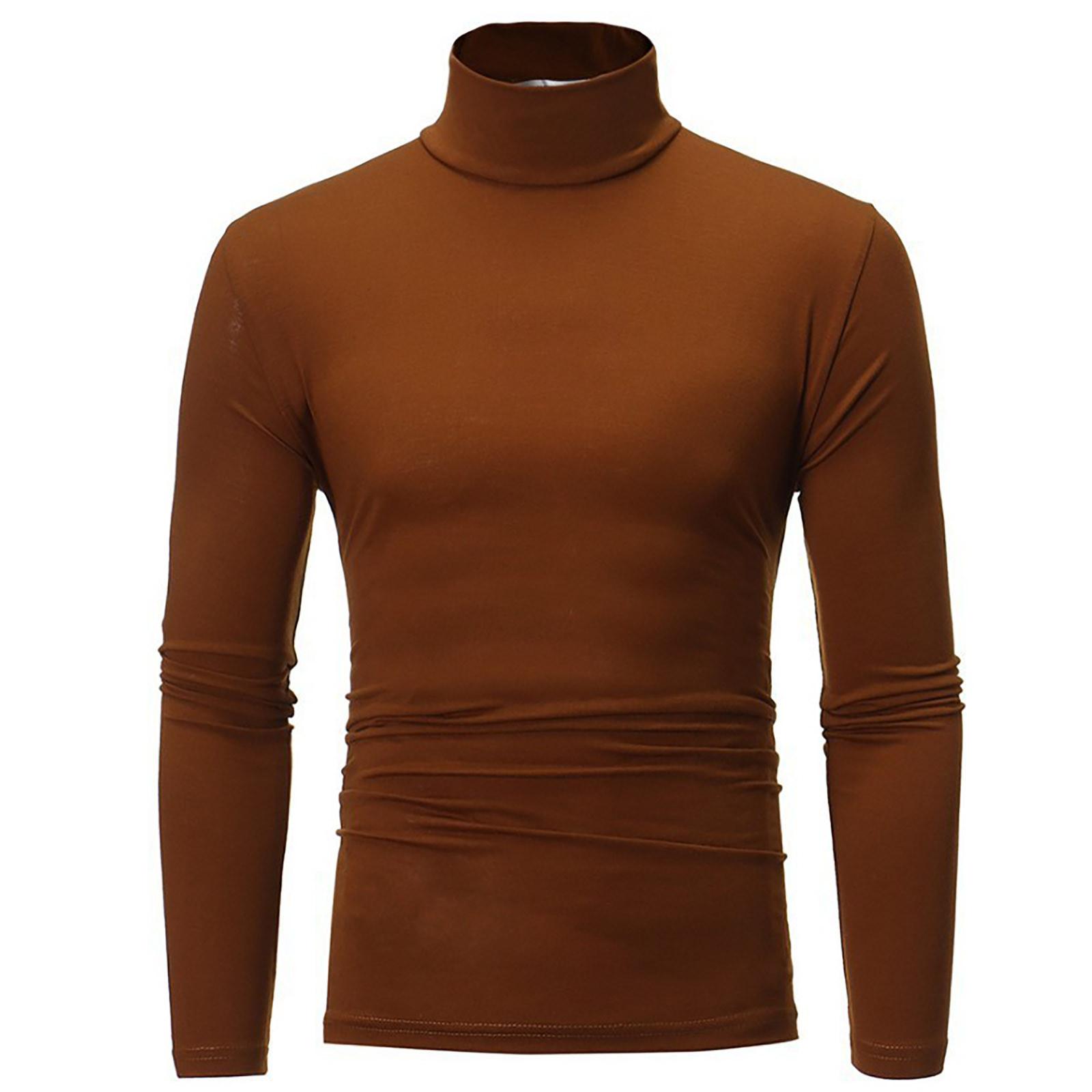 Chicago Rose Men's Warm T-shirt Long Sleeved Warm Top Winter Sweater Warm Sports Shirt Casual Underwear High Neck Shirt Sports Top Sports Shirt XL koffie