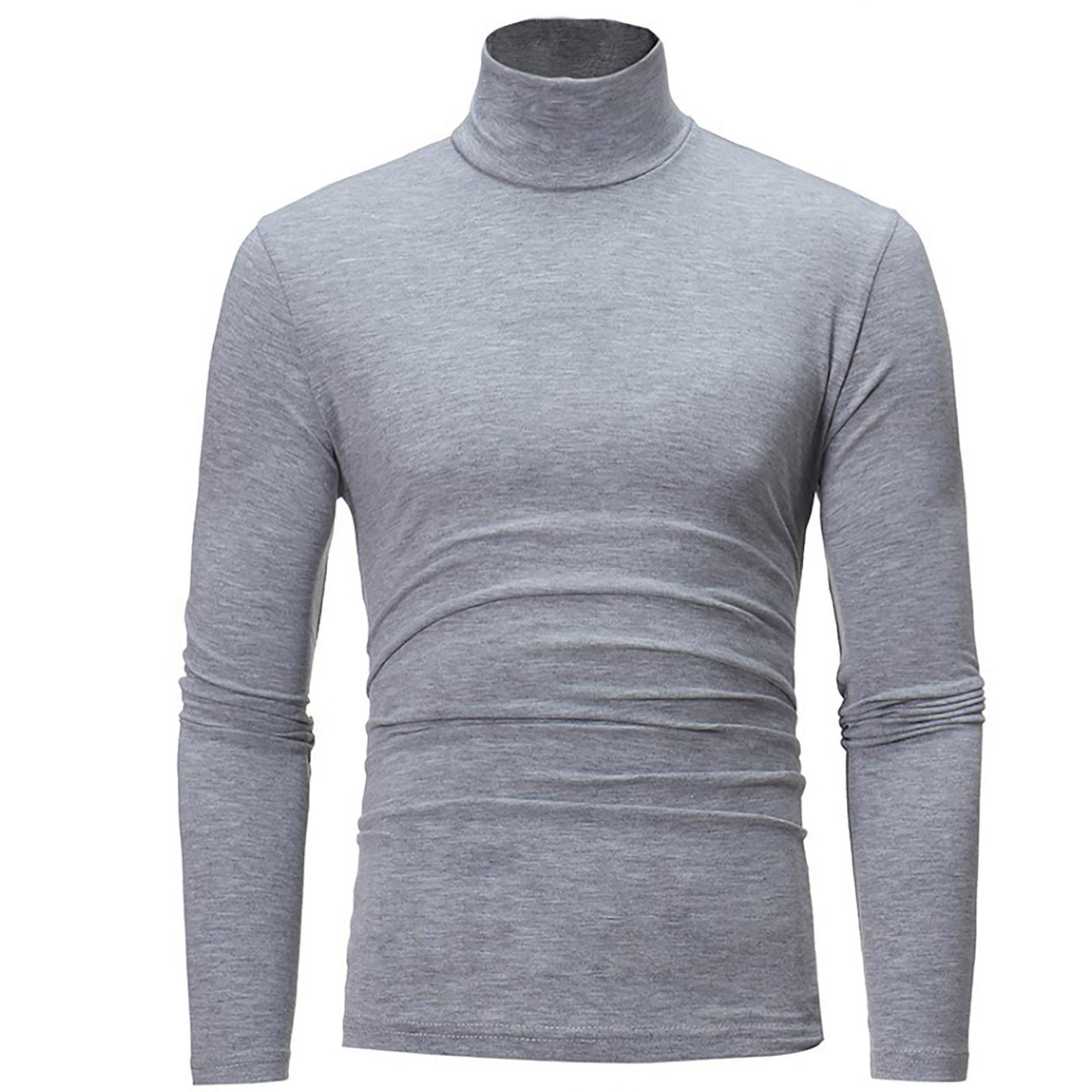 Chicago Rose Men's Warm T-shirt Long Sleeved Warm Top Winter Sweater Warm Sports Shirt Casual Underwear High Neck Shirt Sports Top Sports Shirt L