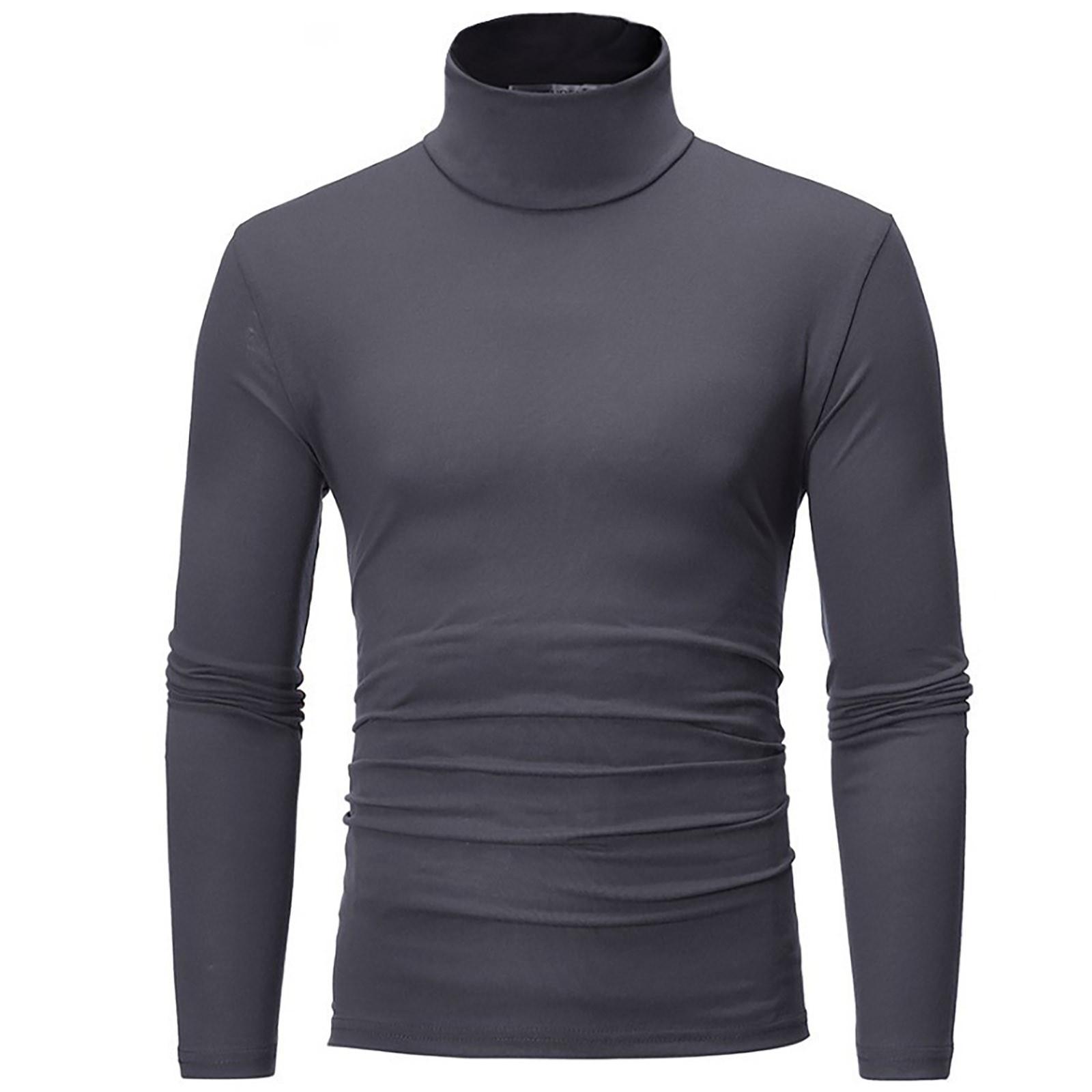 Chicago Rose Men's Warm T-shirt Long Sleeved Warm Top Winter Sweater Warm Sports Shirt Casual Underwear High Neck Shirt Sports Top Sports Shirt L