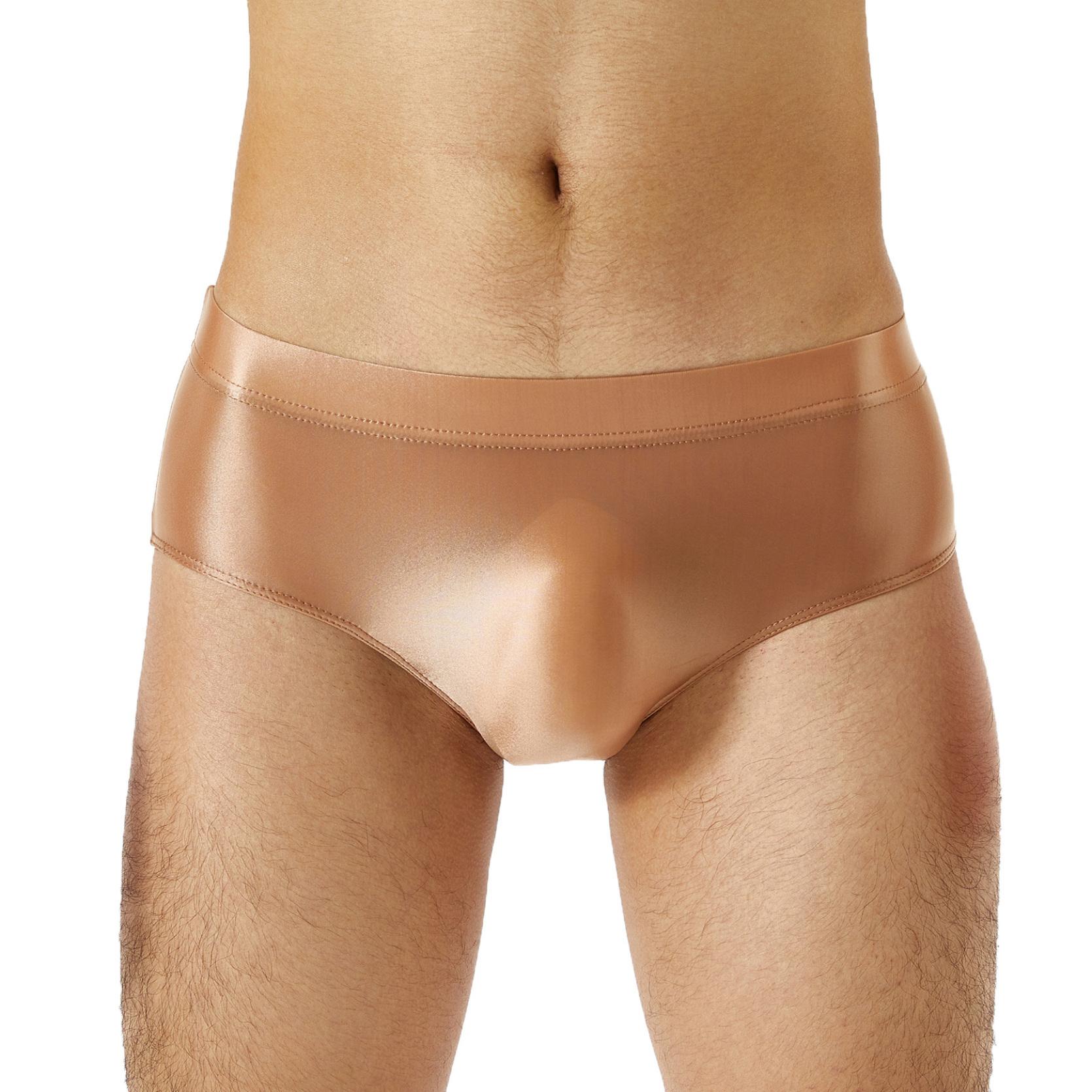 IEFiEL Heren zwemslips met lage taille, bikinibadpakken, glanzende zwembroeken, badkleding XL koffie
