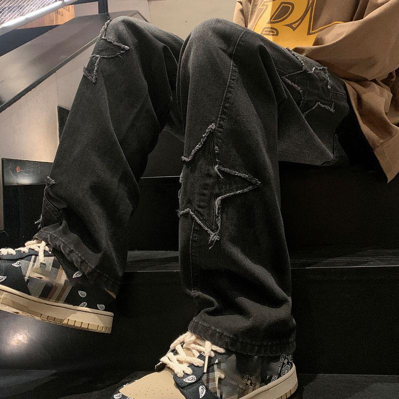 Euphratica Ster esthetische rechte broek wijde pijpen jeans grunge denim broek vrouwen Y2K vintage mannen Koreaans blauw streetwear oversize XXXL zwart