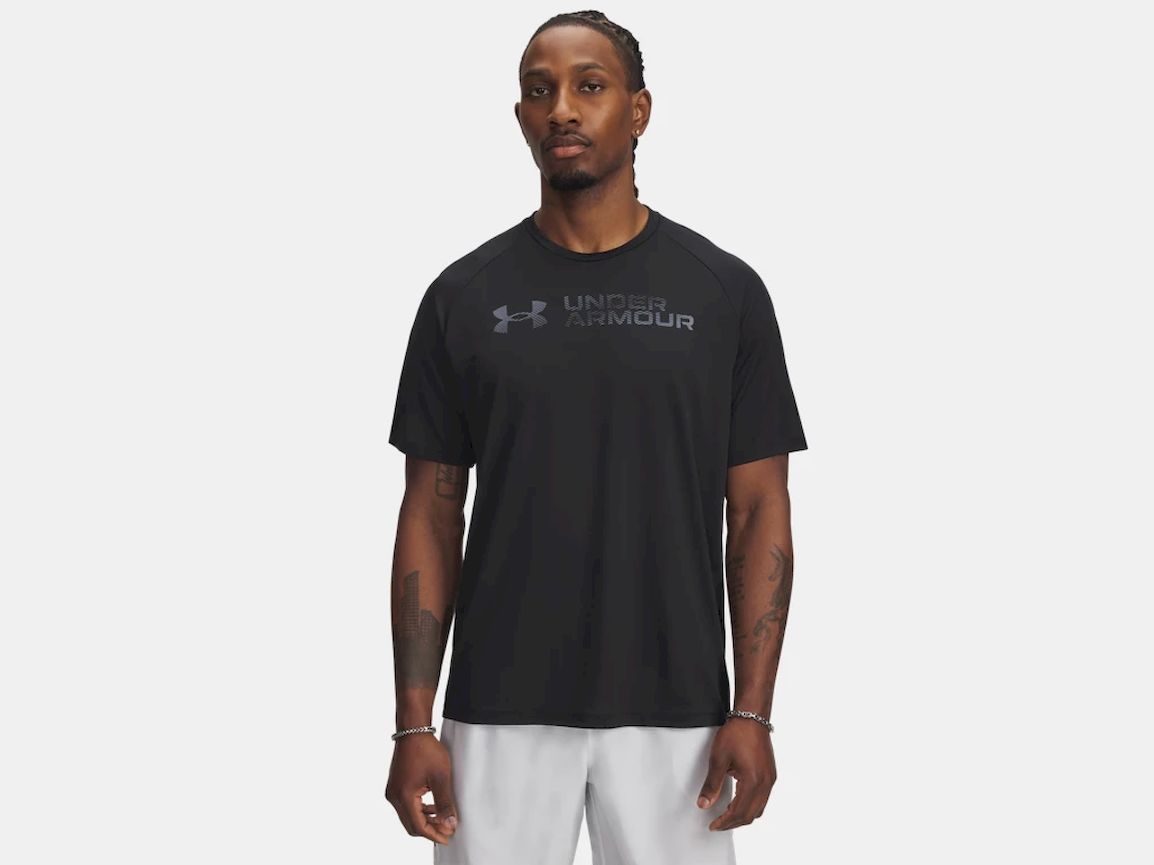 Under Armour ua tech reflective ss-blk training t-shirt korte mouw heren -