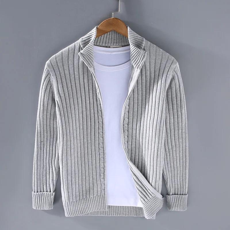 GS Herfst Winter Heren Vest Trui Heren Stand Kraag Rits Katoen 100% Verdikte Gebreide Effen Kleur High Street Kleding XL
