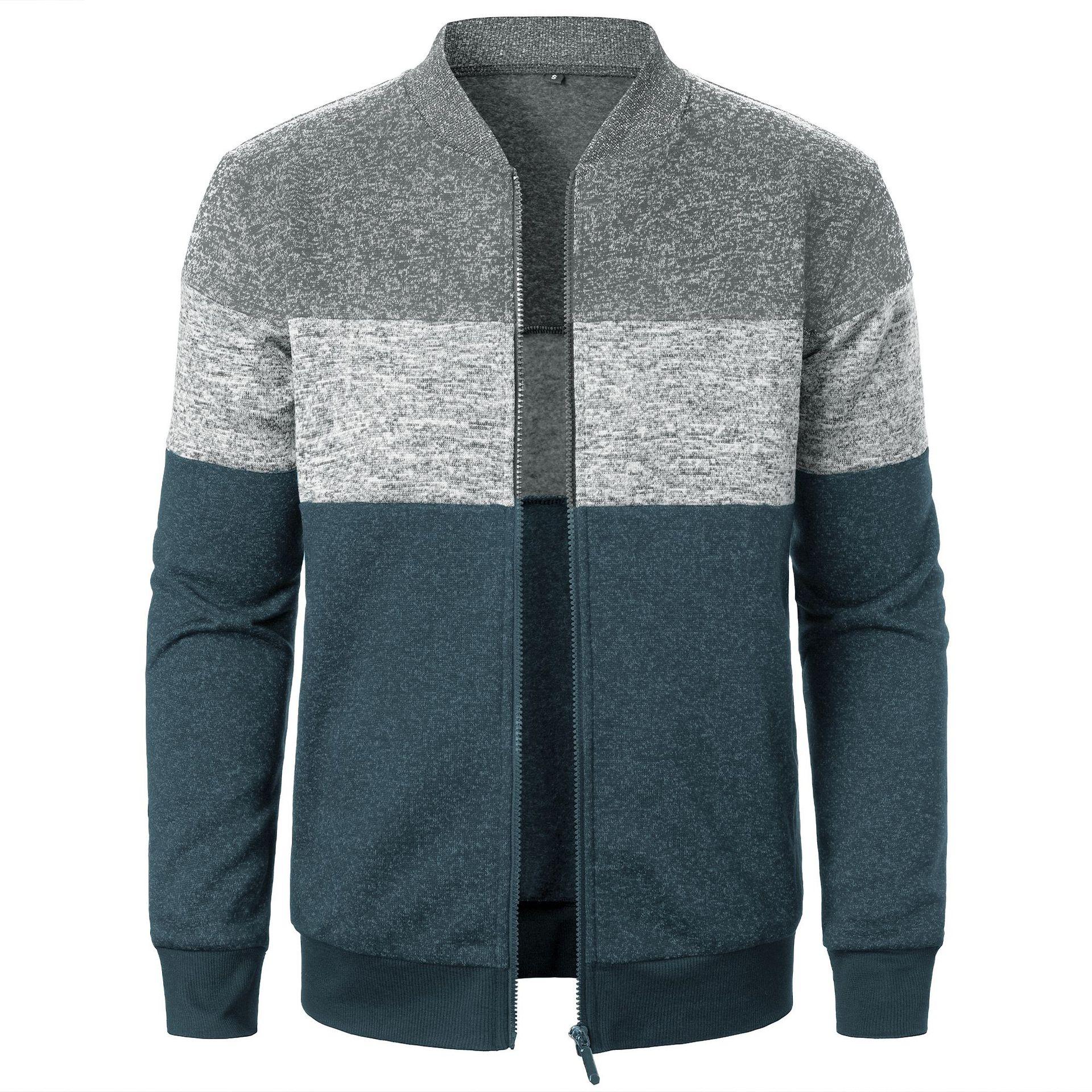 Casual Fashion S Herfst Winter Cardigan Trui Heren Fleece Rits Truien Fluweel Contrast Gestreepte Trui Jassen Casual Jassen 3XL donkergrijze kleur