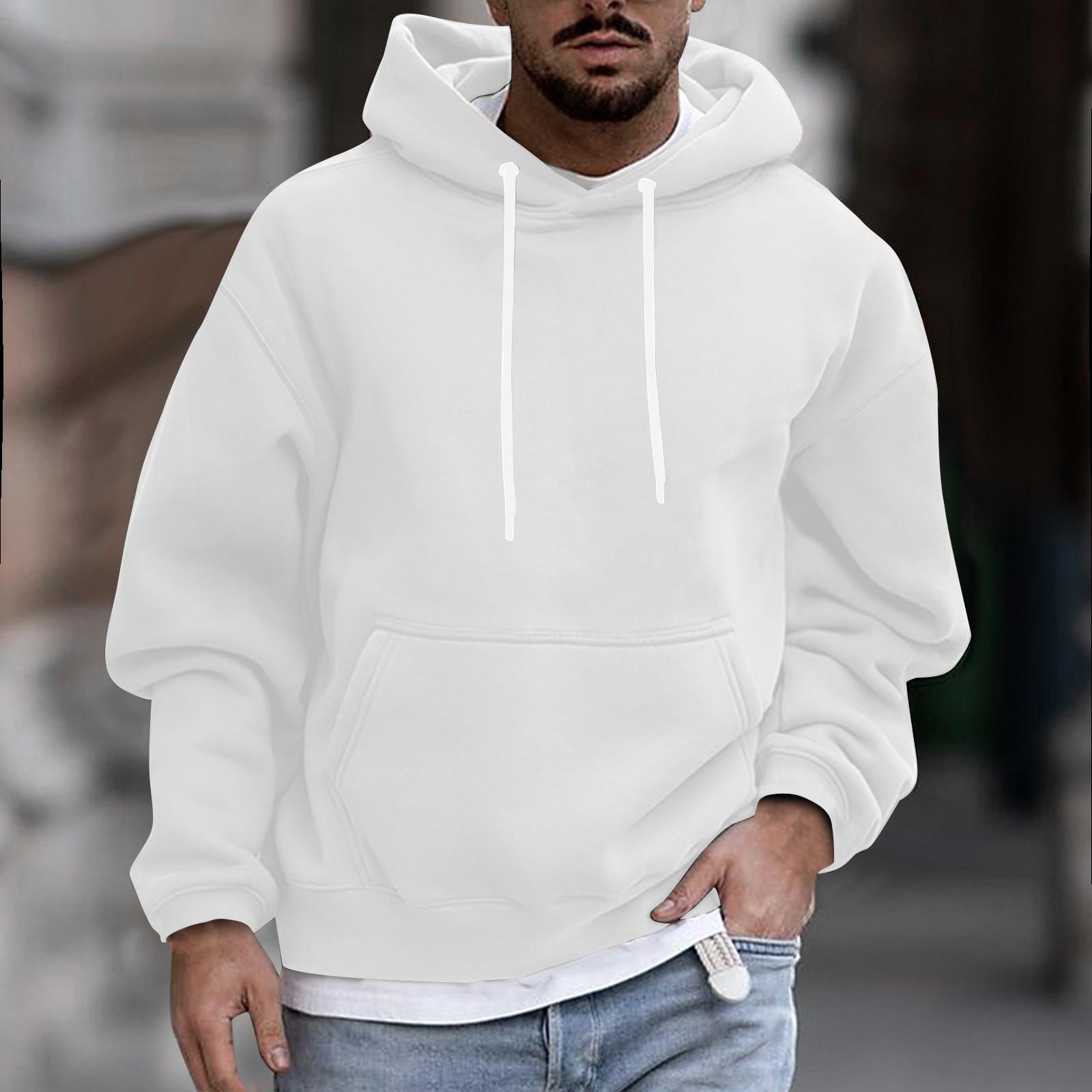 Timoduizhang Heren effen kleur pluche warme jas fleece trui casual jas zak trui herfst winterjas XL wit