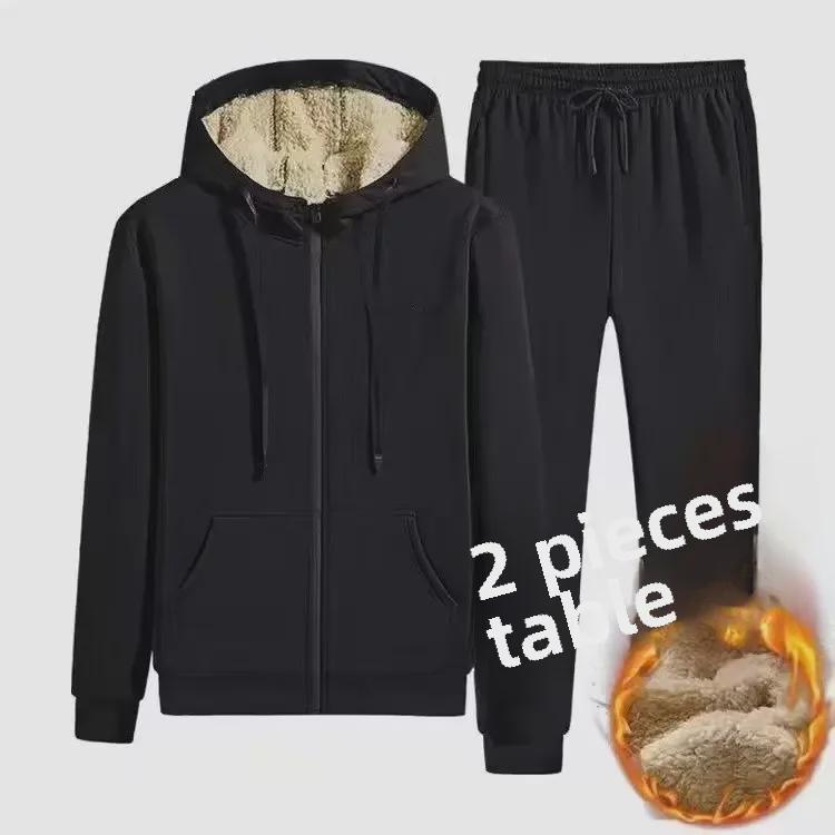 Polaris star Men's Warm Lamb Fleece Hoodie - Thickened Casual Cotton Sweatshirt for Autumn and Winter 5XL