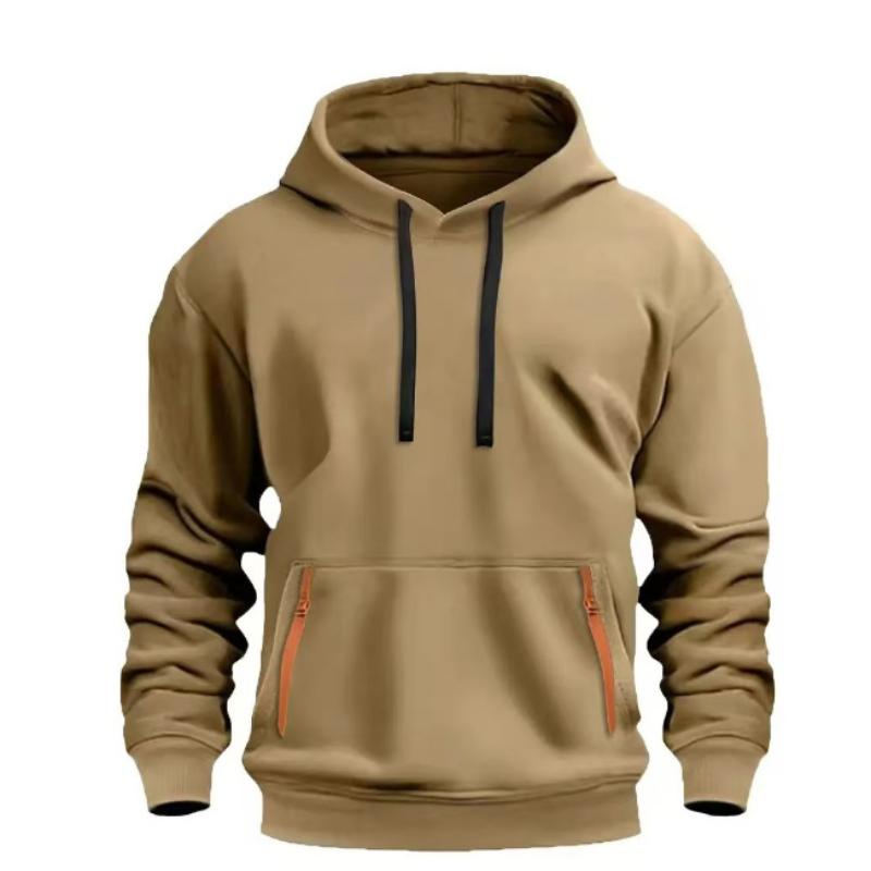 Cloudy and sunny days Men's Hoodie 2025, Casual Sporty Hoodie, Autumn and Winter Top, Arm Pocket Zipper Hoodie 2XL kaki