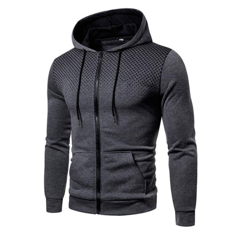 Garbword Heren Heren Sweatshirt Hoodie Gevlekte Rits Cardigan Capuchon Sweatshirt Heren Jas Sweatshirt Heren XXXL grijs